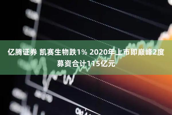 亿腾证券 凯赛生物跌1% 2020年上市即巅峰2度募资合计115亿元